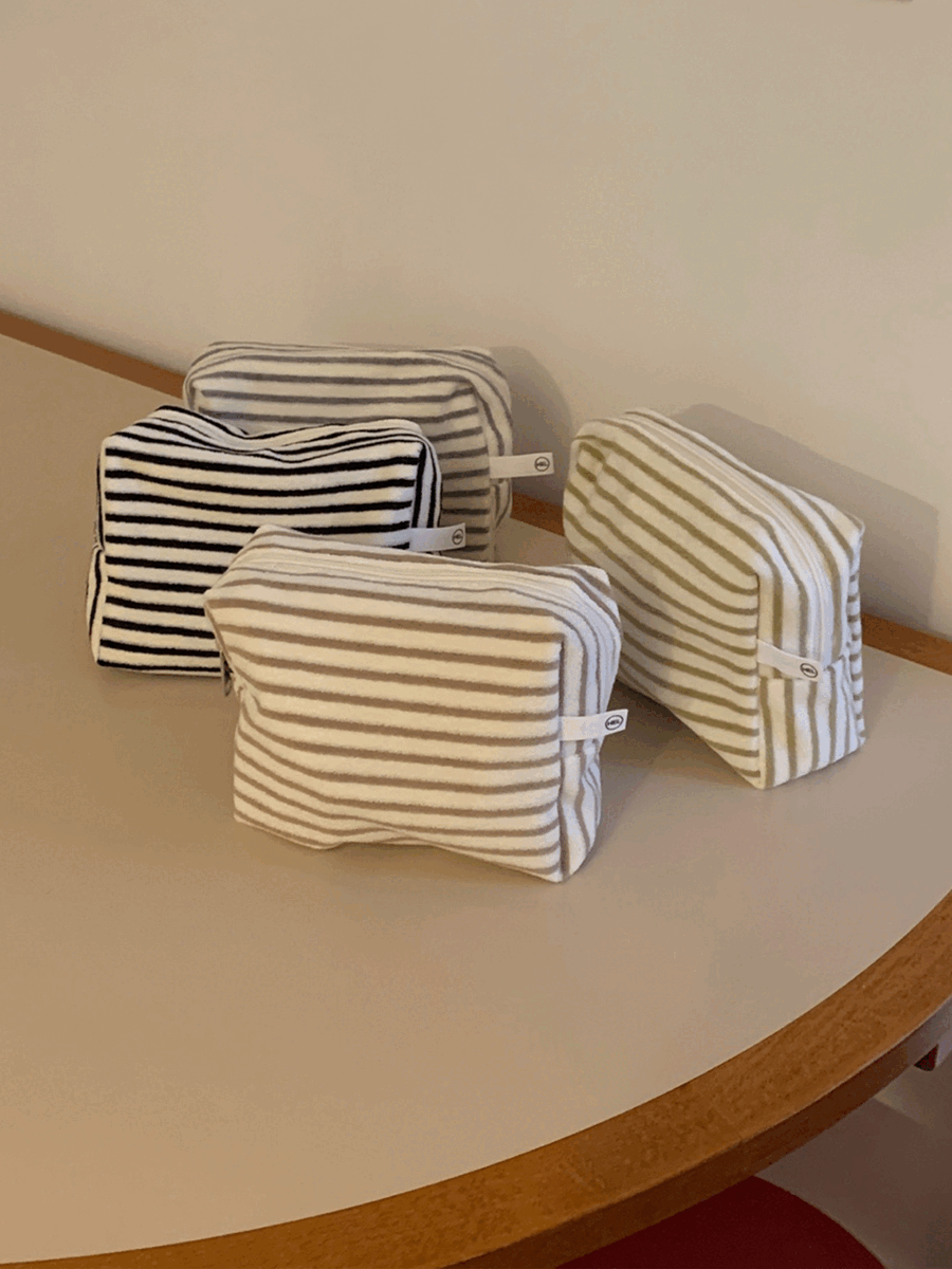 Stripe terry pouch - 4color